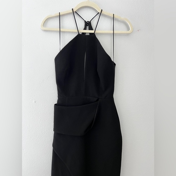 NICHOLAS Black Halter midi open back Sheath cocktail dress size 0 - Picture 3 of 11